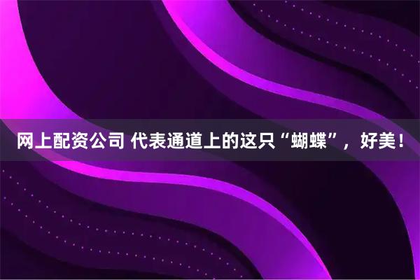 网上配资公司 代表通道上的这只“蝴蝶”，好美！